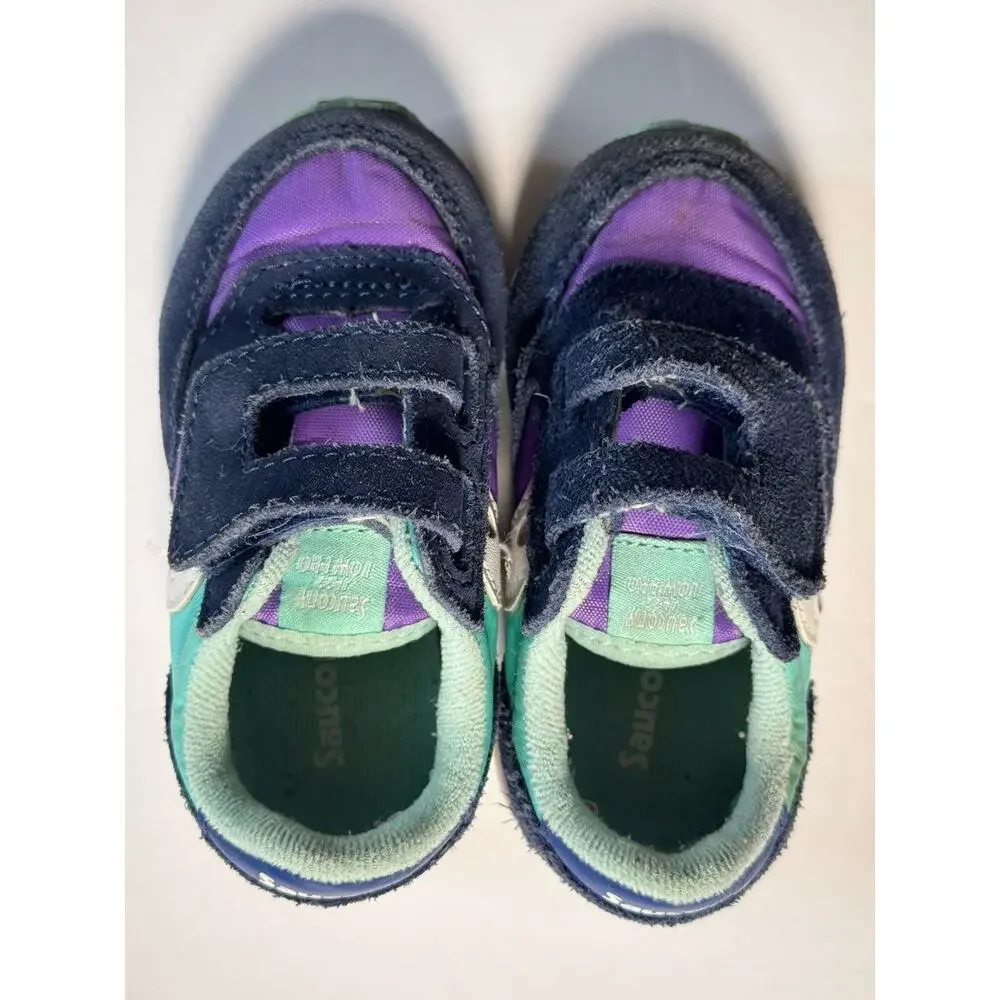 Saucony Jazz Hook Loop Toddler Sneakers Navy Purple Mint US 5 EU 21 Shoes